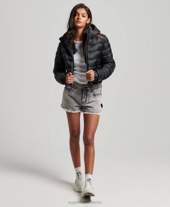Superdry jachetă sport căptușită decupată ușoară îmbrăcăminte negru femei JX0Z3787