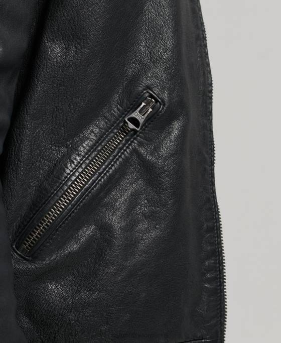 Superdry jachetă sport din piele de patrimoniu îmbrăcăminte negru bărbați JX0Z909