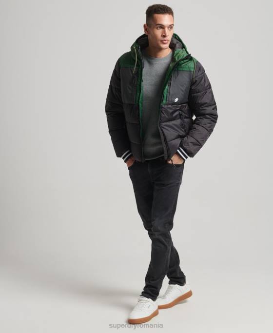 Superdry jachetă sport puf color block îmbrăcăminte negru bărbați JX0Z4597