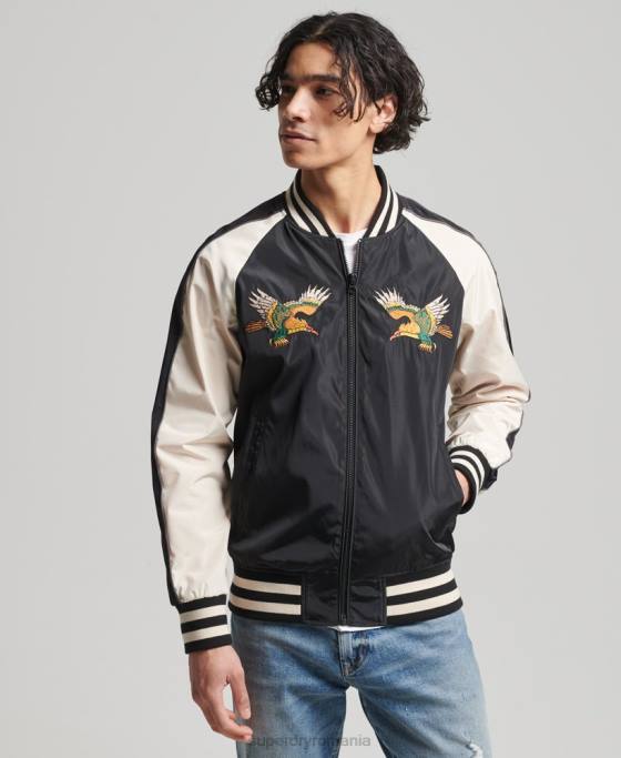 Superdry jachetă sukajan de epocă îmbrăcăminte negru bărbați JX0Z4599