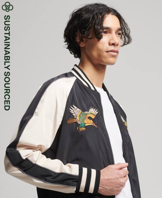 Superdry jachetă sukajan de epocă îmbrăcăminte negru bărbați JX0Z4599