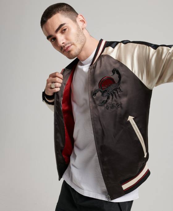 Superdry jachetă sukajan îmbrăcăminte gri inchis bărbați JX0Z912