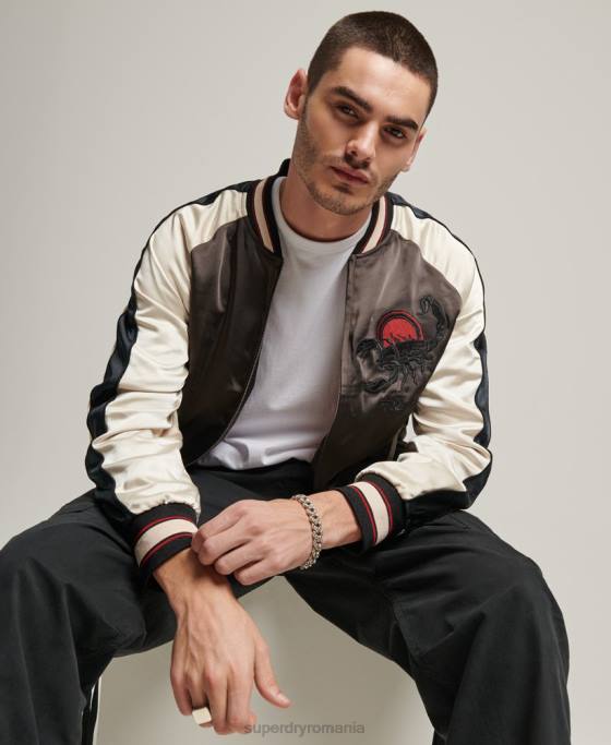 Superdry jachetă sukajan îmbrăcăminte gri inchis bărbați JX0Z912