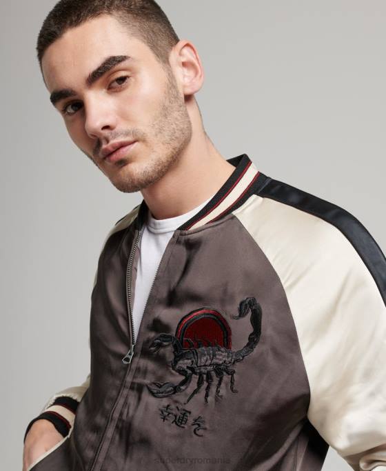 Superdry jachetă sukajan îmbrăcăminte gri inchis bărbați JX0Z912
