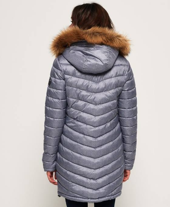 Superdry jachetă super fuji cu blană artificială chevron îmbrăcăminte gri deschis femei JX0Z3829