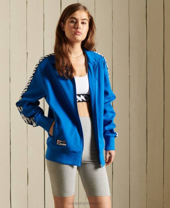 Superdry jachetă supradimensionată cu bandă cod îmbrăcăminte albastru femei JX0Z6165