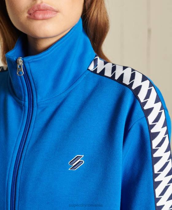 Superdry jachetă supradimensionată cu bandă cod îmbrăcăminte albastru femei JX0Z6165