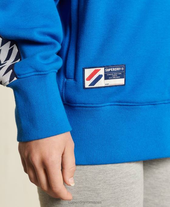 Superdry jachetă supradimensionată cu bandă cod îmbrăcăminte albastru femei JX0Z6165