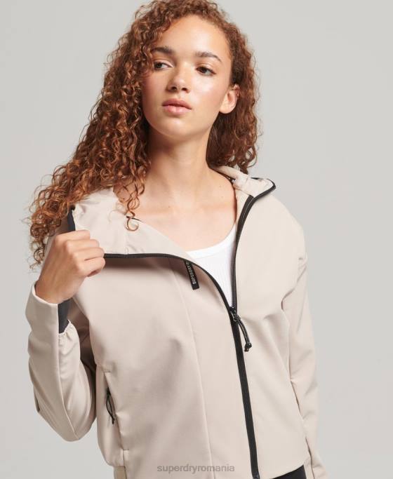 Superdry jachetă tech crop softshell îmbrăcăminte bej femei JX0Z5521