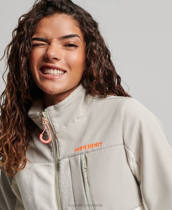 Superdry jachetă trekker code hybrid îmbrăcăminte cremă femei JX0Z3616