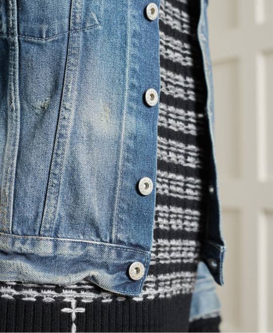 Superdry jachetă trucker japoneză uscată ediție limitată îmbrăcăminte albastru deschis femei JX0Z3841