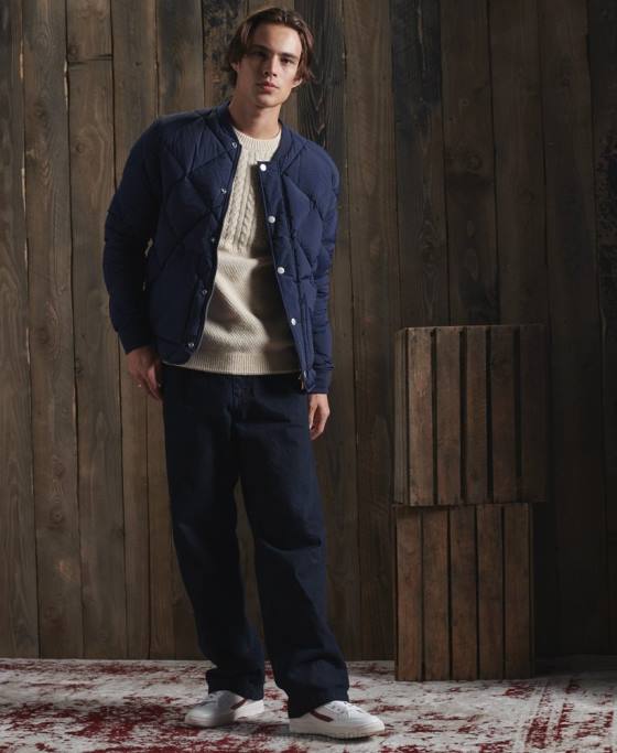 Superdry jachetă uscată din puf de rață îmbrăcăminte albastru bărbați JX0Z4632