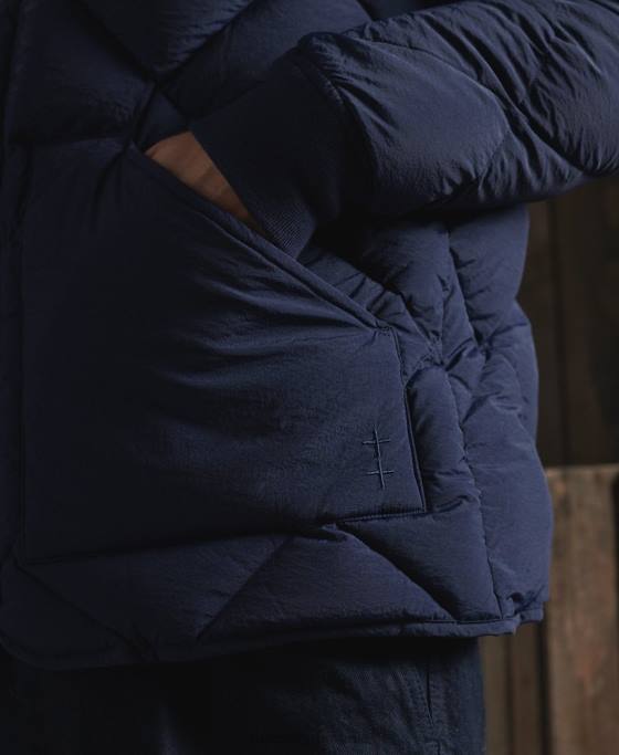 Superdry jachetă uscată din puf de rață îmbrăcăminte albastru bărbați JX0Z4632