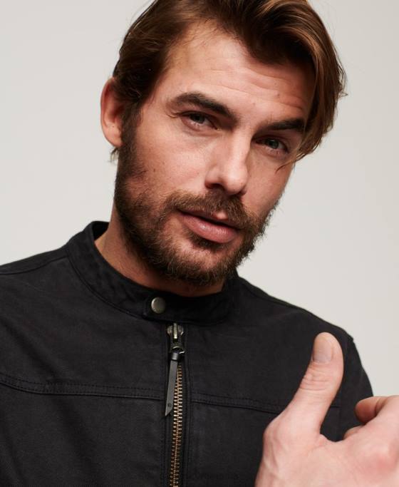 Superdry jachetă vintage bull denim de curse îmbrăcăminte gri inchis bărbați JX0Z24