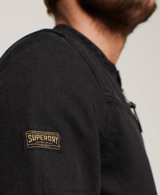 Superdry jachetă vintage bull denim de curse îmbrăcăminte gri inchis bărbați JX0Z24