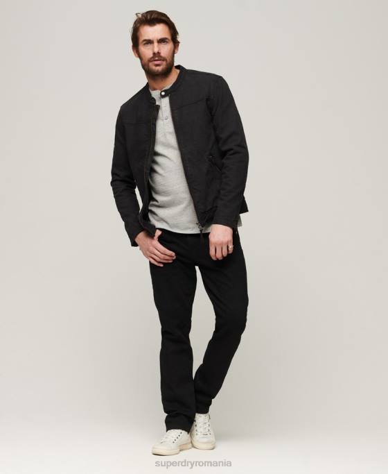 Superdry jachetă vintage bull denim de curse îmbrăcăminte gri inchis bărbați JX0Z24