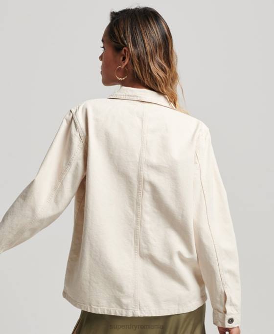 Superdry jachetă vintage din bumbac organic îmbrăcăminte cremă femei JX0Z1970