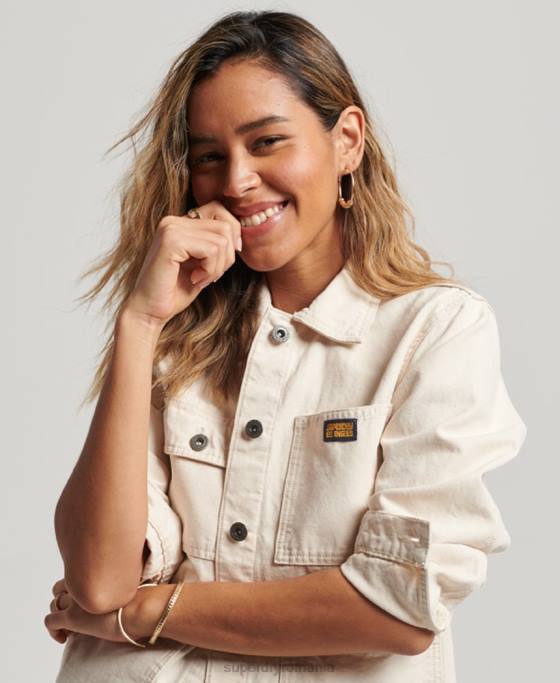 Superdry jachetă vintage din bumbac organic îmbrăcăminte cremă femei JX0Z1970