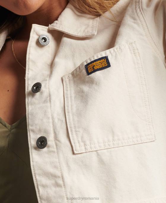 Superdry jachetă vintage din bumbac organic îmbrăcăminte cremă femei JX0Z1970