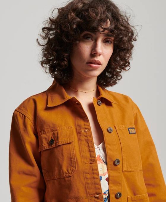 Superdry jachetă vintage din bumbac organic îmbrăcăminte maro femei JX0Z3538