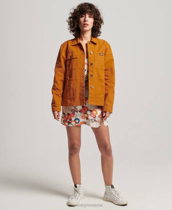 Superdry jachetă vintage din bumbac organic îmbrăcăminte maro femei JX0Z3538