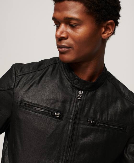 Superdry jachetă vintage din denim stratificat îmbrăcăminte negru bărbați JX0Z945