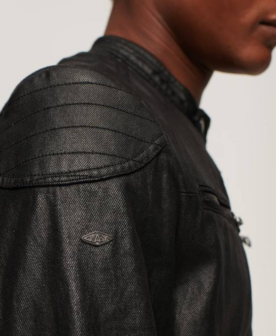 Superdry jachetă vintage din denim stratificat îmbrăcăminte negru bărbați JX0Z945