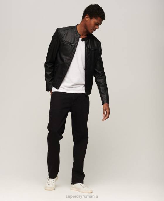 Superdry jachetă vintage din denim stratificat îmbrăcăminte negru bărbați JX0Z945