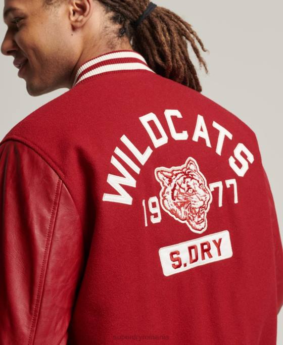 Superdry jachetă vintage varsity cu plasture îmbrăcăminte roșu bărbați JX0Z4582
