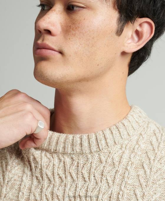 Superdry jacob cable crew jumper îmbrăcăminte bej bărbați JX0Z5252