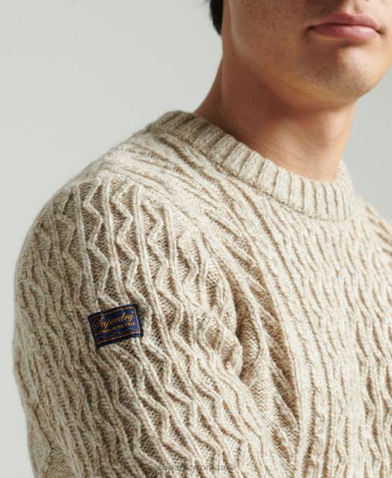 Superdry jacob cable crew jumper îmbrăcăminte bej bărbați JX0Z5252