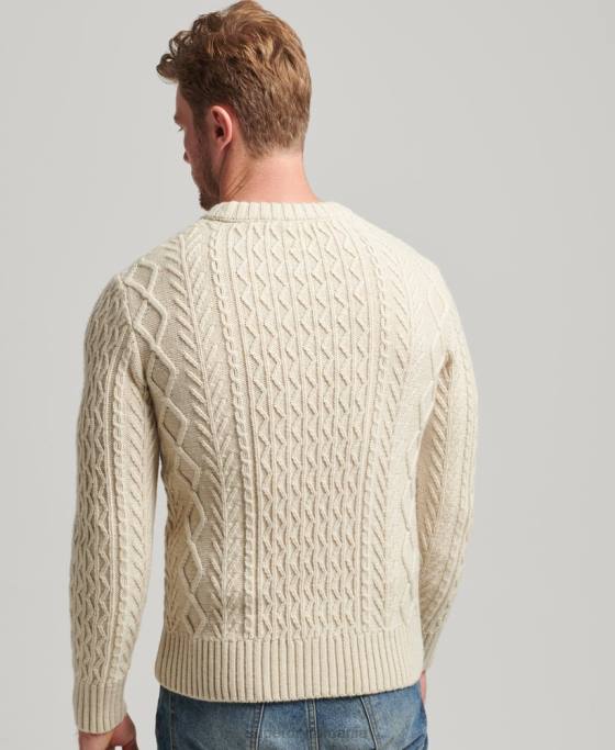 Superdry jacob cable crew jumper îmbrăcăminte cremă bărbați JX0Z5255
