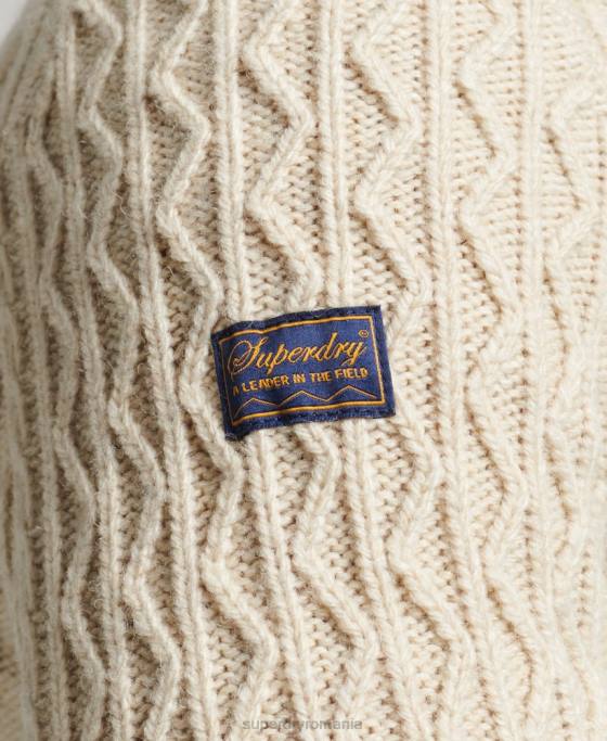Superdry jacob cable crew jumper îmbrăcăminte cremă bărbați JX0Z5255