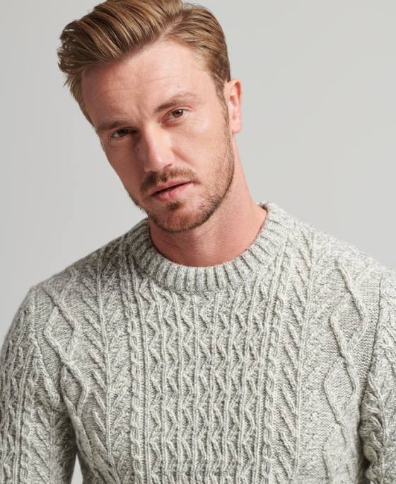Superdry jacob cable crew jumper îmbrăcăminte gri bărbați JX0Z5250