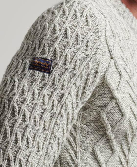 Superdry jacob cable crew jumper îmbrăcăminte gri bărbați JX0Z5250