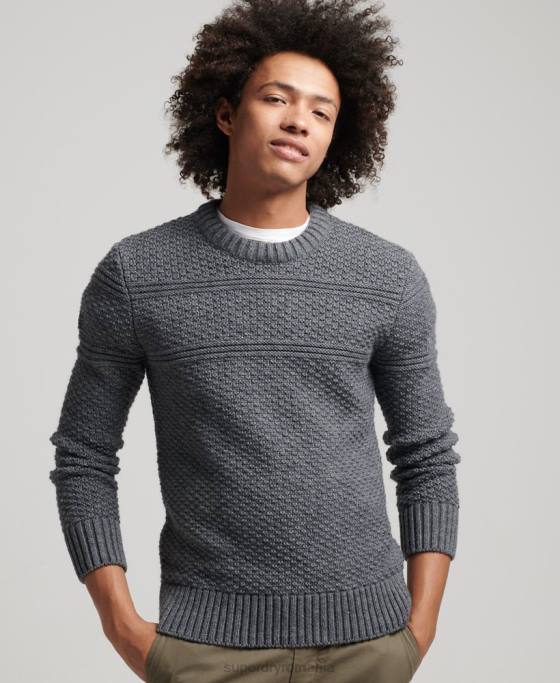 Superdry jacob cable crew jumper îmbrăcăminte gri bărbați JX0Z5265