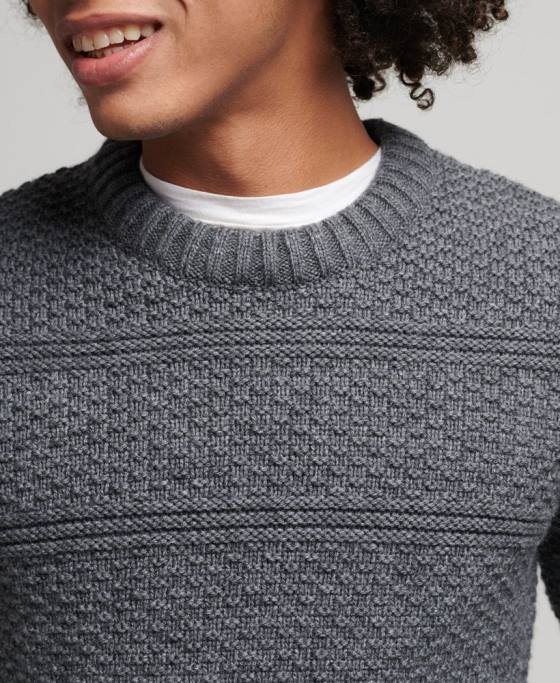 Superdry jacob cable crew jumper îmbrăcăminte gri bărbați JX0Z5265