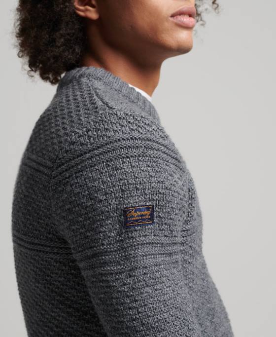 Superdry jacob cable crew jumper îmbrăcăminte gri bărbați JX0Z5265