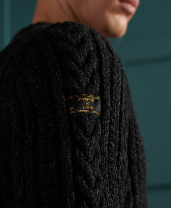 Superdry jacob cable crew jumper îmbrăcăminte negru bărbați JX0Z1355