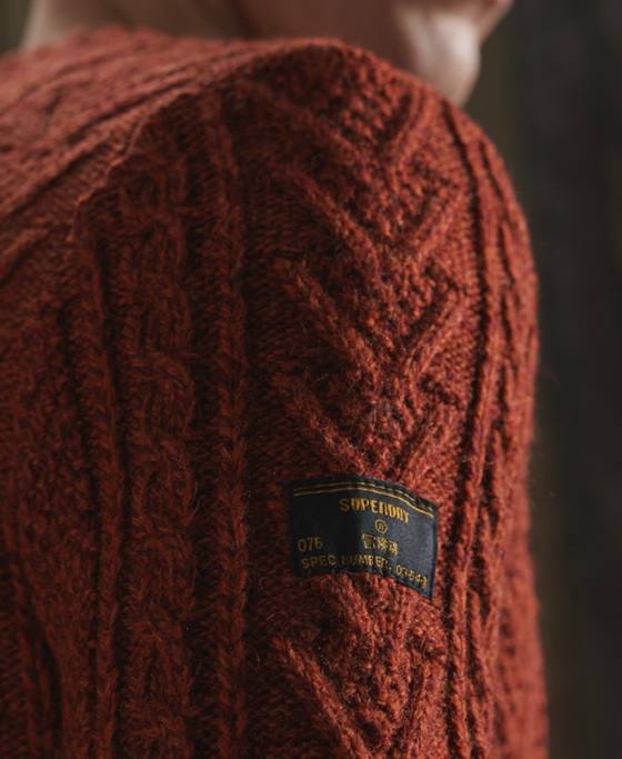 Superdry jacob cable crew jumper îmbrăcăminte portocale bărbați JX0Z5348