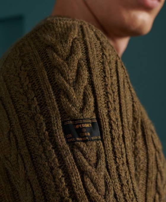 Superdry jacob cable crew jumper îmbrăcăminte verde bărbați JX0Z1363