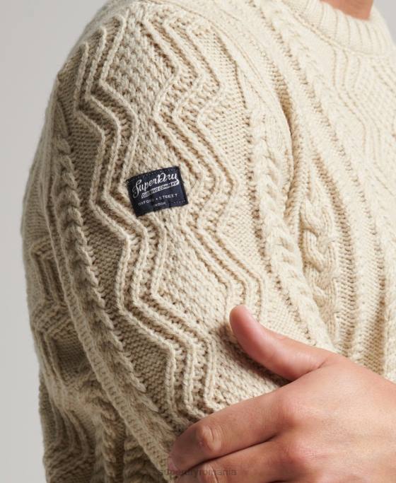 Superdry jacob crew jumper îmbrăcăminte cremă bărbați JX0Z1305