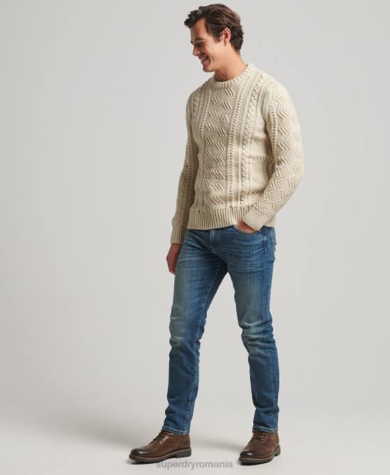 Superdry jacob crew jumper îmbrăcăminte cremă bărbați JX0Z1305