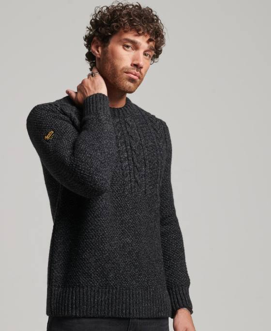 Superdry jacob crew jumper îmbrăcăminte negru bărbați JX0Z1259