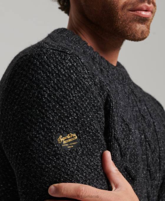 Superdry jacob crew jumper îmbrăcăminte negru bărbați JX0Z1259