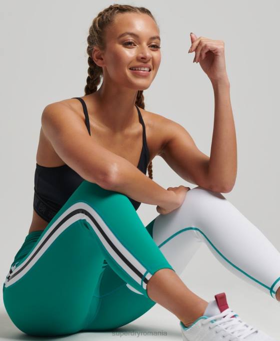 Superdry jambiere 7/8 grafice de antrenament îmbrăcăminte verde femei JX0Z4089