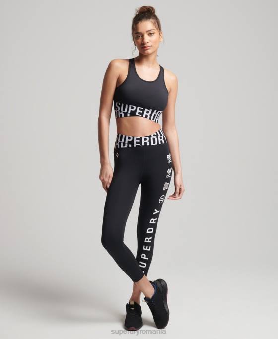 Superdry jambiere de antrenament cross 7/8 îmbrăcăminte negru femei JX0Z4068