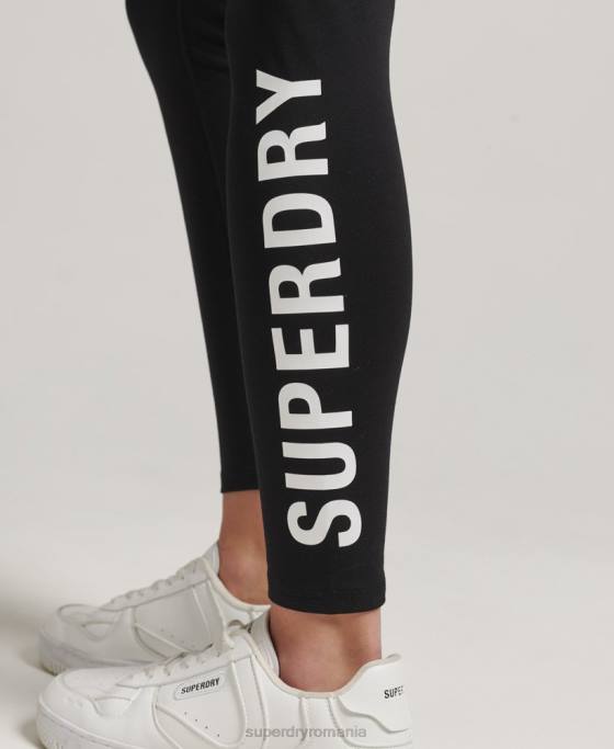 Superdry jambiere elastice cu logo grafic îmbrăcăminte negru femei JX0Z6661
