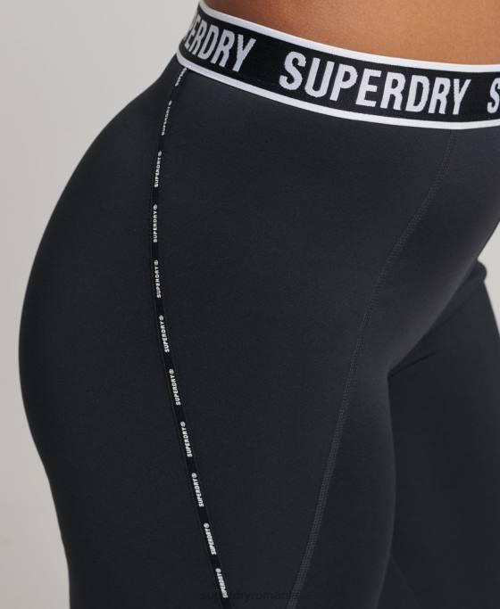 Superdry jambiere elastice cu marca trenului îmbrăcăminte negru femei JX0Z4086