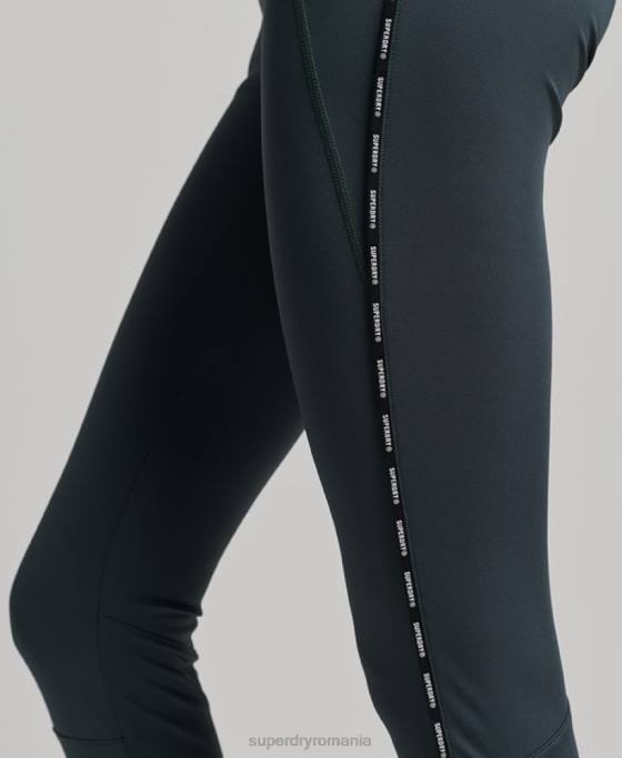 Superdry jambiere elastice cu marca trenului îmbrăcăminte verde femei JX0Z4072